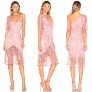 Lovers + Friends Elora Midi Dress in Metallic Rose